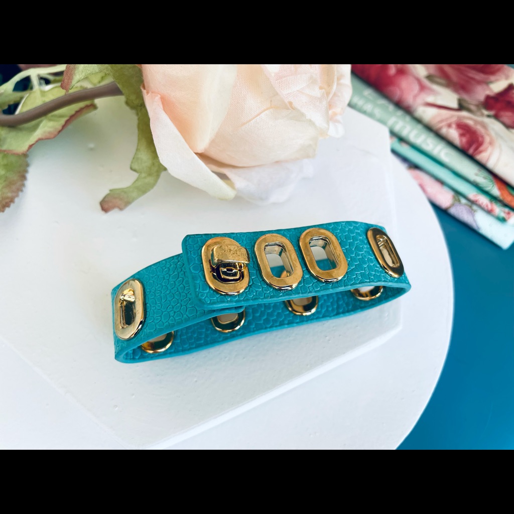Henri Bendel Vintage Gold Tone Leather Belt Bracelet